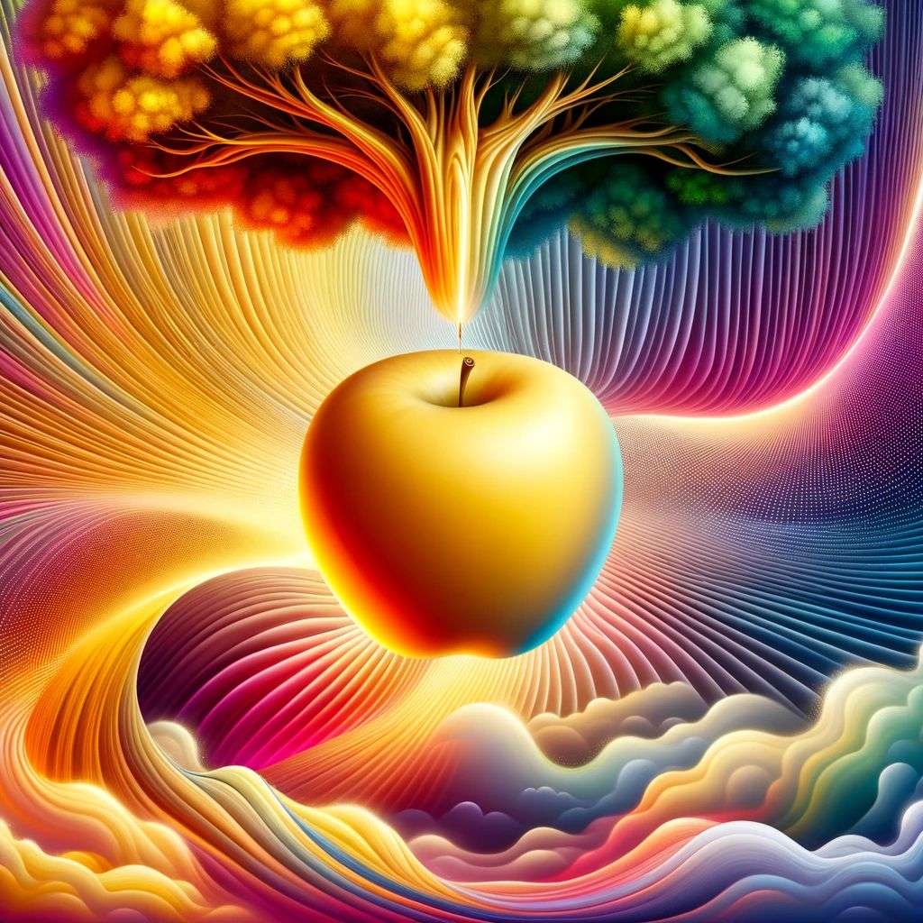 the discovery of gravity, digital art made from colorful gradients, airbrush